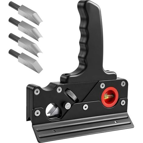 Holzhobel, Fasenhobel mit 4 Schneidköpfen (45°/3/5/6 mm), ergonomischem Griff, Libelle, Einhandhobel für Holzbearbeiter, Schreiner und Tischler (1/5)