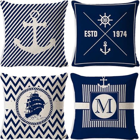 Seaside 4 Piece Marine Marine Sofa Cushion Cover for Boats, Indoor and Outdoor (1/5)