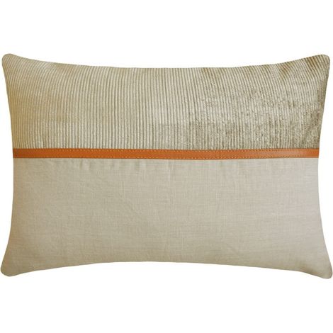 Fundas de almohada rectangulares decorativas HomeCentric, color beige, 30 x 45 cm, paquete de 2 fundas de cojín de patchwork de pana y lino, ideales para sofás, bancos, camas y patios.