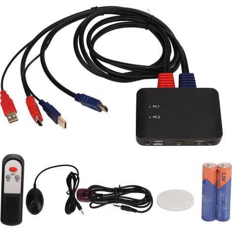 Sélecteur HDMI 2 entrées 1 sortie KVM multiprise adaptateur pour souris clavier ordinateur portable projecteur imprimante (1/5)