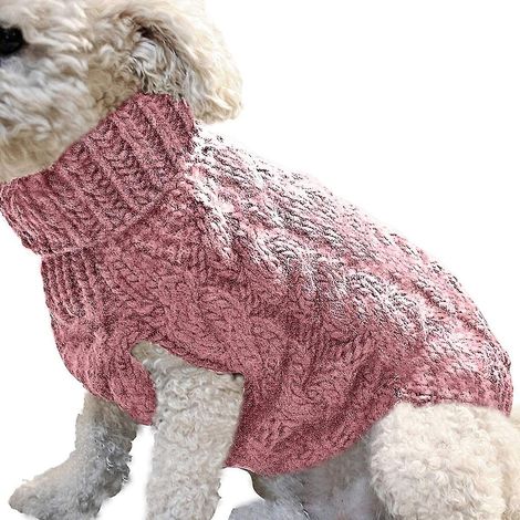 Gilet pour chien, manteau chaud et doux en laine tricotée, pull d'hiver en tricot crocheté pour chiens de petite, moyenne et grande taille - S-rose foncé (1/5)