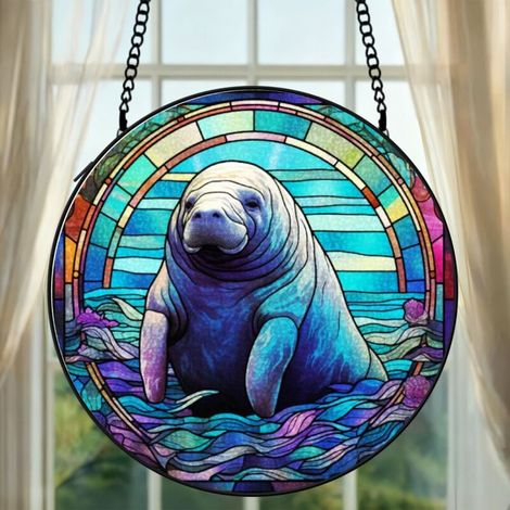 Attrape-soleil cardinal vitrail 9 cm décoration fenêtre suspendue oiseau rouge cadeau femme (1/5)