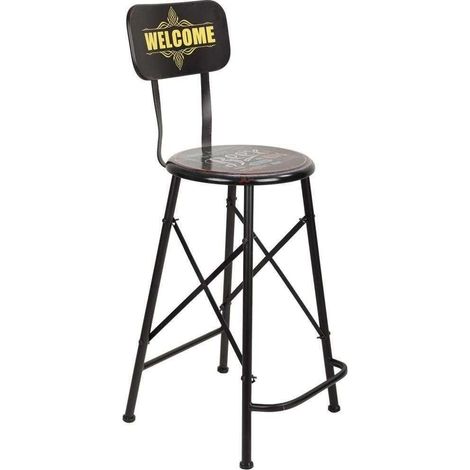 Taburete alto de metal negro 46x40x100h cn