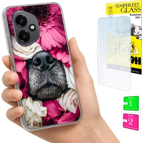 Custodia per Honor X7d / 400 Smart Photo Case Cover posteriore Cane + vetro 9H (1/5)