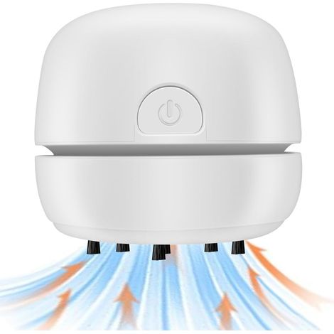 Tischstaubsauger, USB-wiederaufladbar, tragbarer Mini-Staubsauger, reinigt Radiergummispäne, Staub, Schmutz, Computertastaturen und Autos (weiß). (1/5)