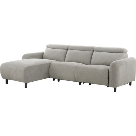 Skaane-Canapé 3 places avec chaise longue gauche fonction électrique en tissu gris clair (1/5)