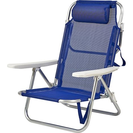 SPIAGGINA ALLUMINIO C/BRACCIOLI E CUSCINO BLU' PAPILLON C/MANIGLIA
