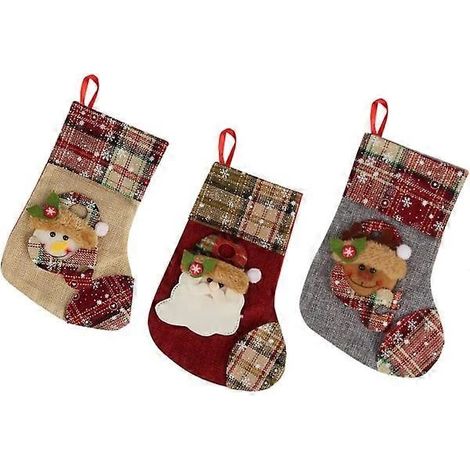 Sac à suspendre pour chaussette de Noël, décoration de chaussette de Noël (lot de 3) (1/5)