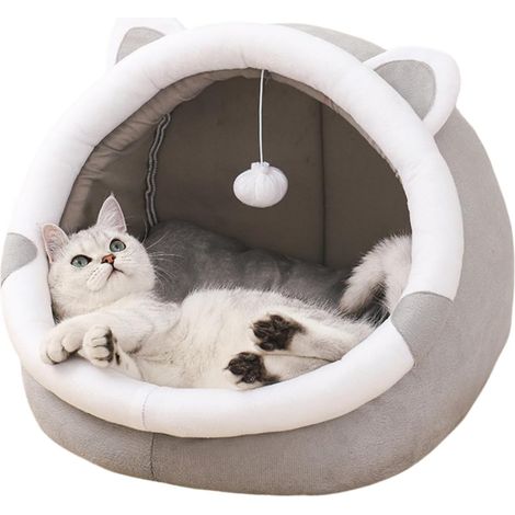 Cave de Lit Cat avec Coussin Amovible, mobilier robuste et élégant, structure stable et résistante, surface facile à nettoyer (1/5)