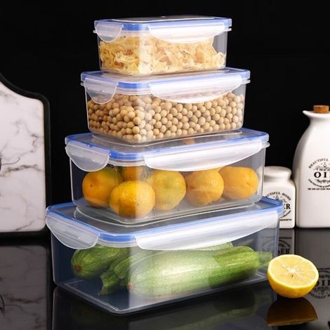 Boîtes alimentaires hermétiques transparentes avec couvercles verrouillables (1/5)