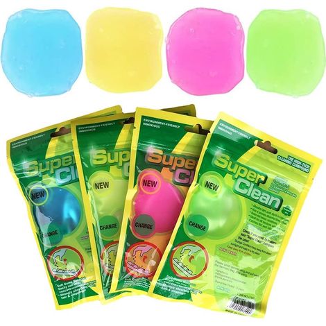 Lot de 4 Gel Nettoyant Voiture, Gel de Nettoyage pour Clavier, Slime de Nettoyage pour Poussière Nettoyange Clavier Nettoie Poussière et Saleté pour Ordinateurs, Intérieur Automobile, 4 Couleurs