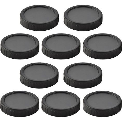 Set mit 10 Silikondeckeln mit breiter Öffnung (86 mm), luft- und wasserdicht, lebensmittelecht, BPA-frei, langlebig und farbenfroh, universell, rund, für Gläser und Dosen. Farbe: Schwarz. Jikaixiang