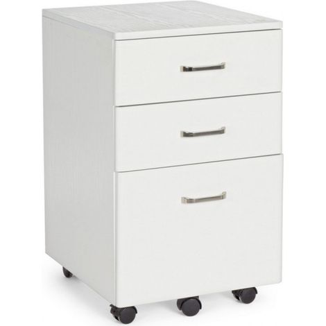 Cassettiera da ufficio "Nadir" con ruote e 3 cassetti per scrivania altezza 65 cm -Bianco (1/5)