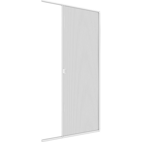 moustiquaire porte plissée 120 x 240 cm blanc, protection anti insectes pour porte terrasse et balcon, cadre aluminium recoupable, fermeture magnétique, installation sans perçage, 03955 (1/5)