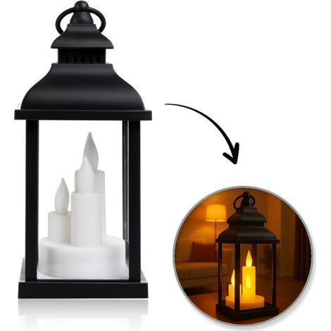 Lanterna decorativa a LED con candele finte 10X22 CM lanterna nera HOME (1/3)