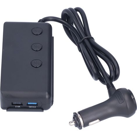Adaptateur allume-cigare avec voltmètre LED et interrupteur principal pour téléphone et tablette. (1/5)