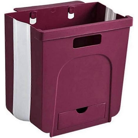 Poubelle pliable murale Jmgoodstore pour la cuisine, le bureau, la salle de bain, la chambre d'étudiant ou la voiture (rouge) (1/5)