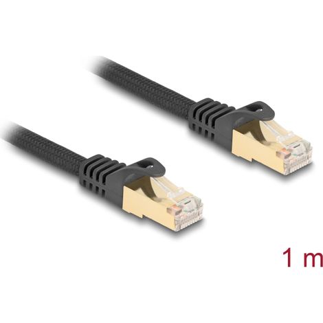 Cable de red RJ45 con cubierta trenzada Cat.6A S/FTP macho a macho 1 m negro