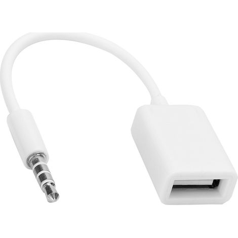 Câble adaptateur convertisseur audio auxiliaire USB femelle avec prise jack mâle 3,5 mm