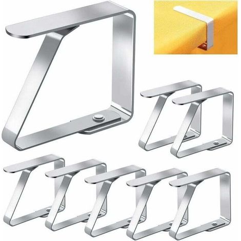 8 PCS Pince Nappe Exterieur, Pince pour Nappe de Table Inoxydable Anti-Glissant, Attache Nappe Réglable 7 x 8 cm, Accroche Nappe Table Grande Epaisse pour Jardin Cuisine Bureau Restaurant Mari (1/5)