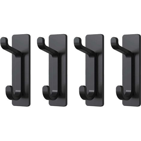 Lot de 4 crochets adhésifs pour serviettes, en acier inoxydable, noir