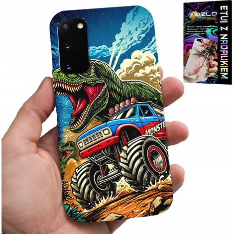 Custodia per Samsung Galaxy S20 - dinosauro su un monster truck con motivo per bambini (1/5)
