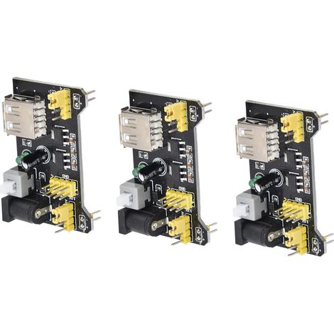 Modules d'alimentation pour plaque d'essai (lot de trois), compatibles avec la carte prototype MB102, alimentation USB CC 6,5-12 V, sortie 3,3 V/5 V. (1/5)