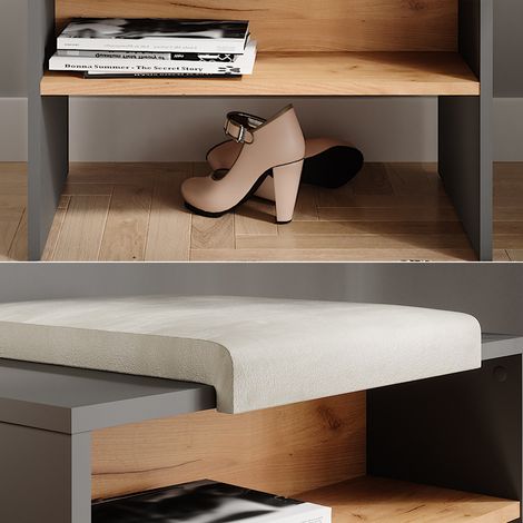 Schuhbank Orlando, Anthrazit/Goldkraft Eiche, 60 x 60 cm, Vicco