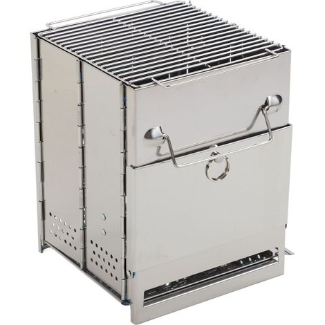 Réchaud à bois de camping en acier inoxydable, pliable, facile à allumer, multifonctionnel, pour tente et barbecue. (1/5)