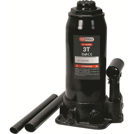 Ks Tools – Cric bouteille hydraulique 3 tonnes – Hauteur max 372 mm – Acier robuste pour maintenance automobile – Levier démontable inclus