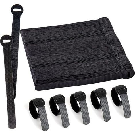 Lot de 100 sangles de câble réutilisables, noires, réglables et libérables pour la gestion des câbles d'ordinateur, l'organisation des cordons, la télévision, le bureau (1/4)