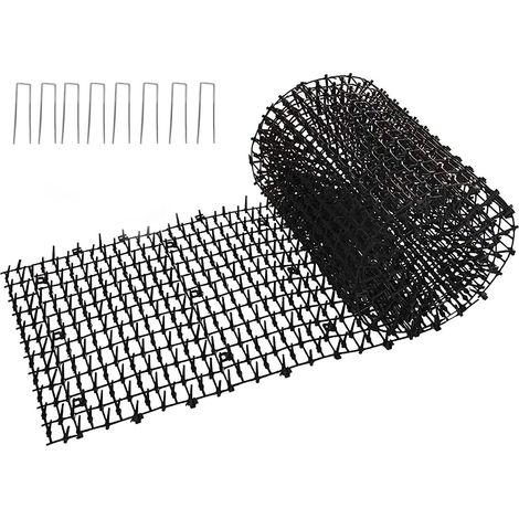 Alfombra anti-gatos para interiores y exteriores, 30 x 250 cm + 8 estacas. Apta para jardines y patios. Fabricada en plástico. (Negra) (1/5)