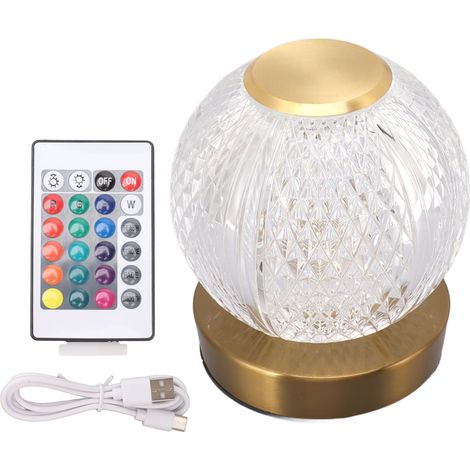 Ortviai Lampe de Bureau Sphérique en Acrylique avec Télécommande, 16 Couleurs RGB et Charge USB – Idéale pour Chambre & Salon