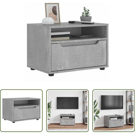 Rangement salon - Meuble TV VISNES gris béton 60x40x38 cm bois d'ingénierie (1/5)