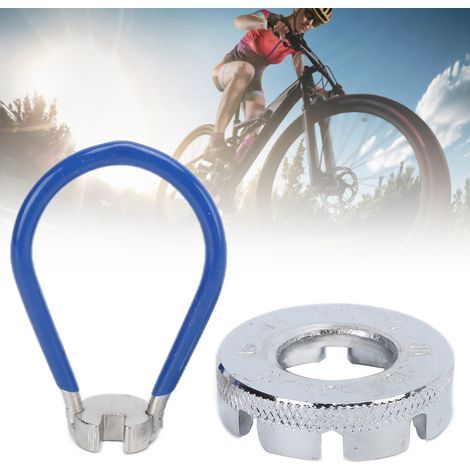 Clé à Rayons pour Vélos, Outil de Réglage en Acier avec 8 Troues et Clé Ronde pour Serrage des Rayons (1/5)