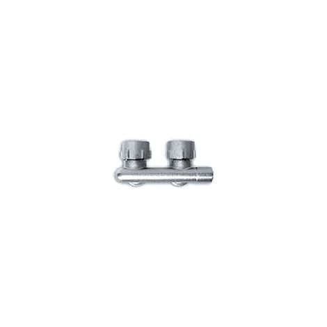 VN-Kreuzungsstueck absperrbar Eckform 3/4"IG-3/4"AG Rohrabstand 50mm