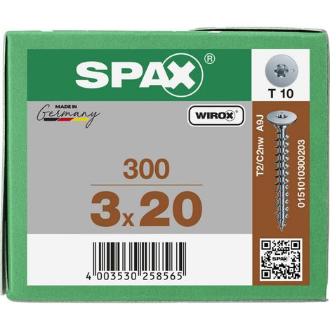 SPAX Flachrückwandkopf für Rückwände, 3,0 x 20 mm, 300 Stück, Vollgewinde, Rückwandkopf, T-STAR plus, 4CUT - 0151010300203