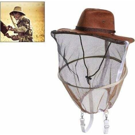 Chapeau d'apiculture avec voile Poly coton voile d'apiculture chapeau d'apiculteur masque de mouche de moustique casquette tête de pêche en plein air filet Protection du visage (1/5)