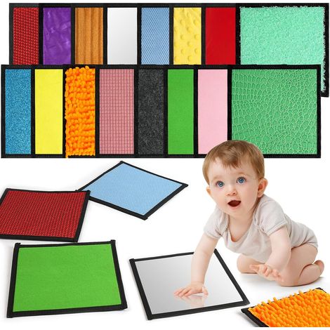 Tapis Eveil Sensoriel Bébé, Tapis Sensoriel pour Enfants Autistes, 16 Dalles Sensorielles, Antidérapant de Haute Qualité Coussin Sensoriel, Soulagement du Stress Jouet Fidget pour Tout-Petits