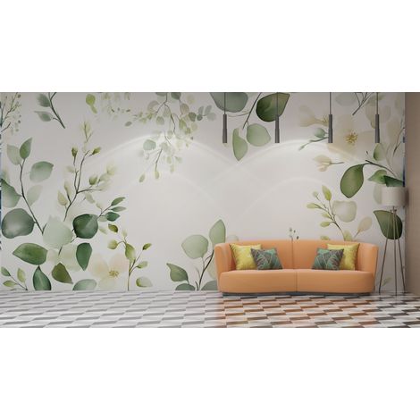 Papier peint fleuri - bouquet crème pastel - 150 x 250 cm (1/2)