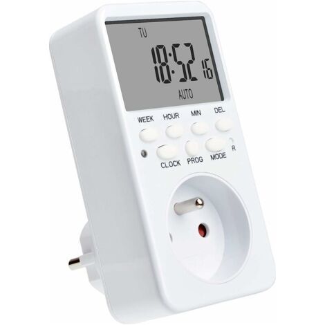 Vtizikl Prise programmable numérique 20 programmes – Minuteur 24H avec écran LCD – Économie d'énergie pour appareils électroménagers - 39Energie