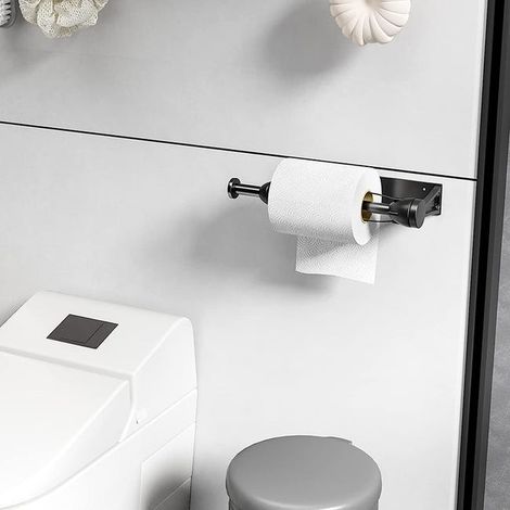 Portarotolo di carta igienica, portarotolo di carta igienica sottopensile con una sola mano, effetto imbottito per cucina e bagno, nero (1/4)