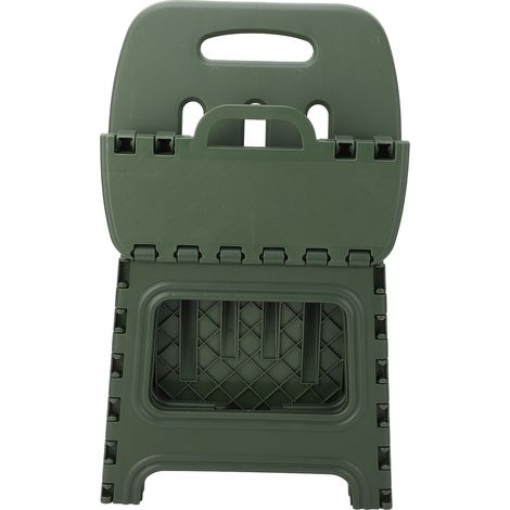 Folding Step Stool PP Thickened Portable Small Kids Step Stool with Handle for Outdoor Camping Fishing Picnic Green L (1/5)