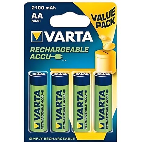 Batteries Rechargeables R06 AA - 2100 mAh - 1,2 V - NiMH - Pour Appareils Électroniques - Lot de 4 (1/2)