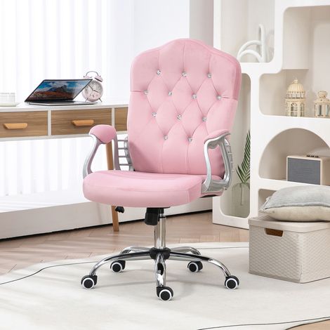 Sedia da ufficio in poliestere rosa con funzione dondolo e supporto lombare, altezza seduta 47-57 cm, 61x61x104-114 cm (1/5)