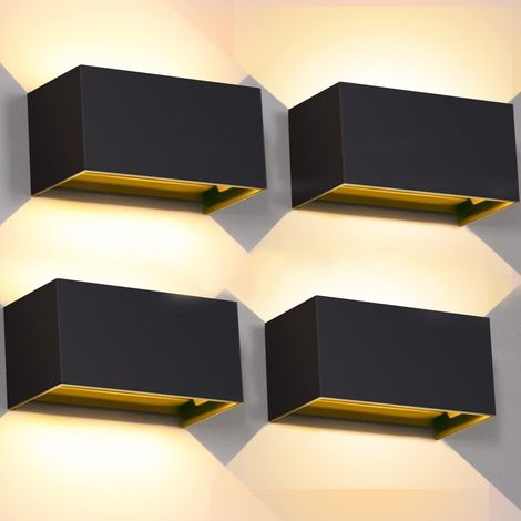 4 Pièces Applique Murale Interieur/Exterieur 20W Appliques Murales LED Noire 3000K Blanc Chaud avec Angle de Faisceau Réglable luminaire exterieur murale Etanche IP65 (1/5)