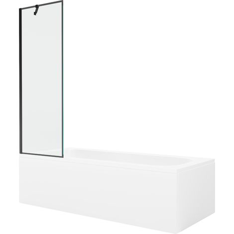 Mexen Vega bañera rectangular de 150 x 70 cm con panel y mampara de 1 hoja de 60 cm, patrón negro - 550115070X9506007070 (1/5)
