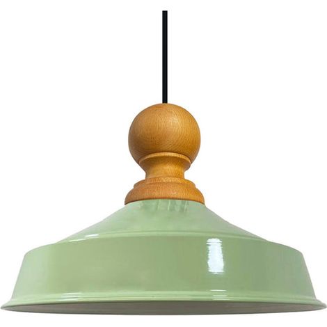 Suspension Industrielle en Métal Menthe Peint à la Main – Lustre Vintage E27 Ø41 cm pour Salon, Chambre ou Salle à Manger (1/4)