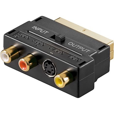 Goobay 50499 cambiador de género para cable SCART 3x RCA / Mini-DIN 4 Negro