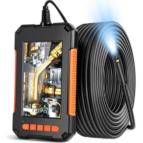 Camera Endoscopique. Camera d'Inspection Canalisation. 1080P HD Endoscope Industriel Étanche 4.3 Pouces LCD Écran 2600mAh Snake Caméra. 5m IP67 avec 8 LED